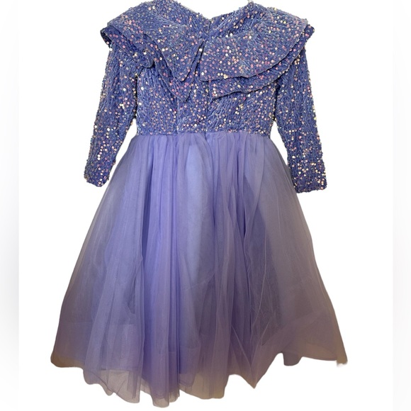 Puffy Glitter Girl Dress Tea Length Princess Flower Girl Dresses - Picture 4 of 10